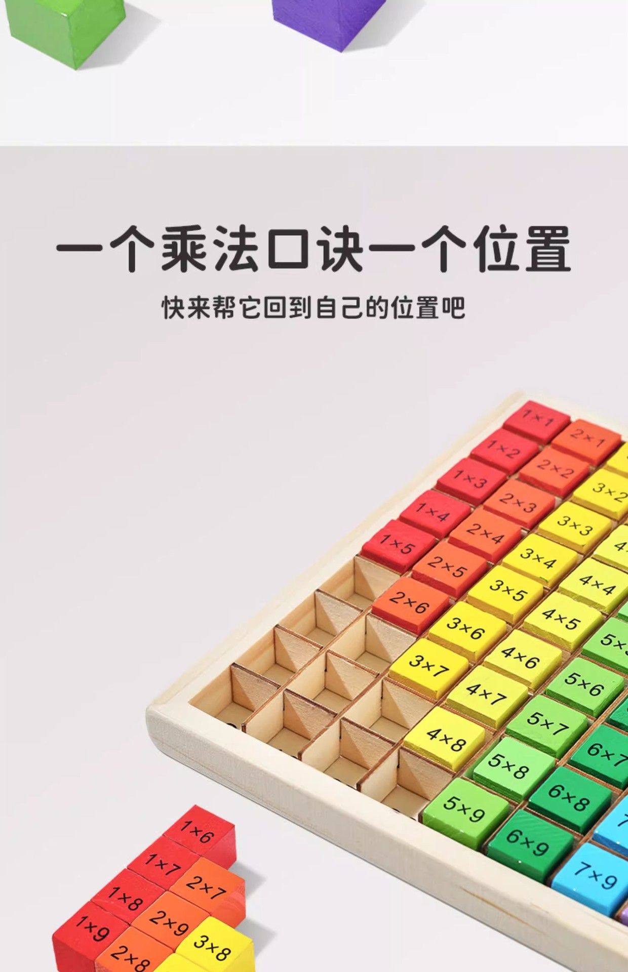 木制99乘法表儿童益智玩具早教积木乘法口诀学习计算板幼儿园礼物详情12