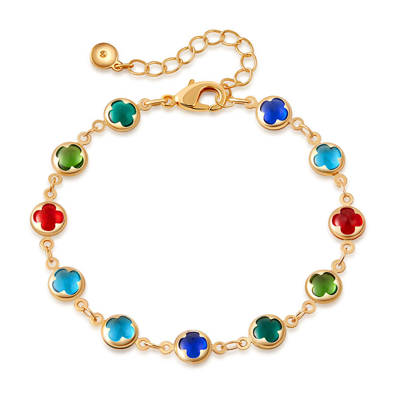 多巴胺手链跨境爱心设计小众几何水滴方形玻璃钻度假风小清新手饰详情45