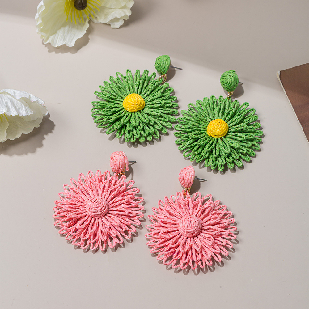 S925银针太阳花耳钉多巴胺风格夸张度假海边旅游小清新耳环饰品详情4