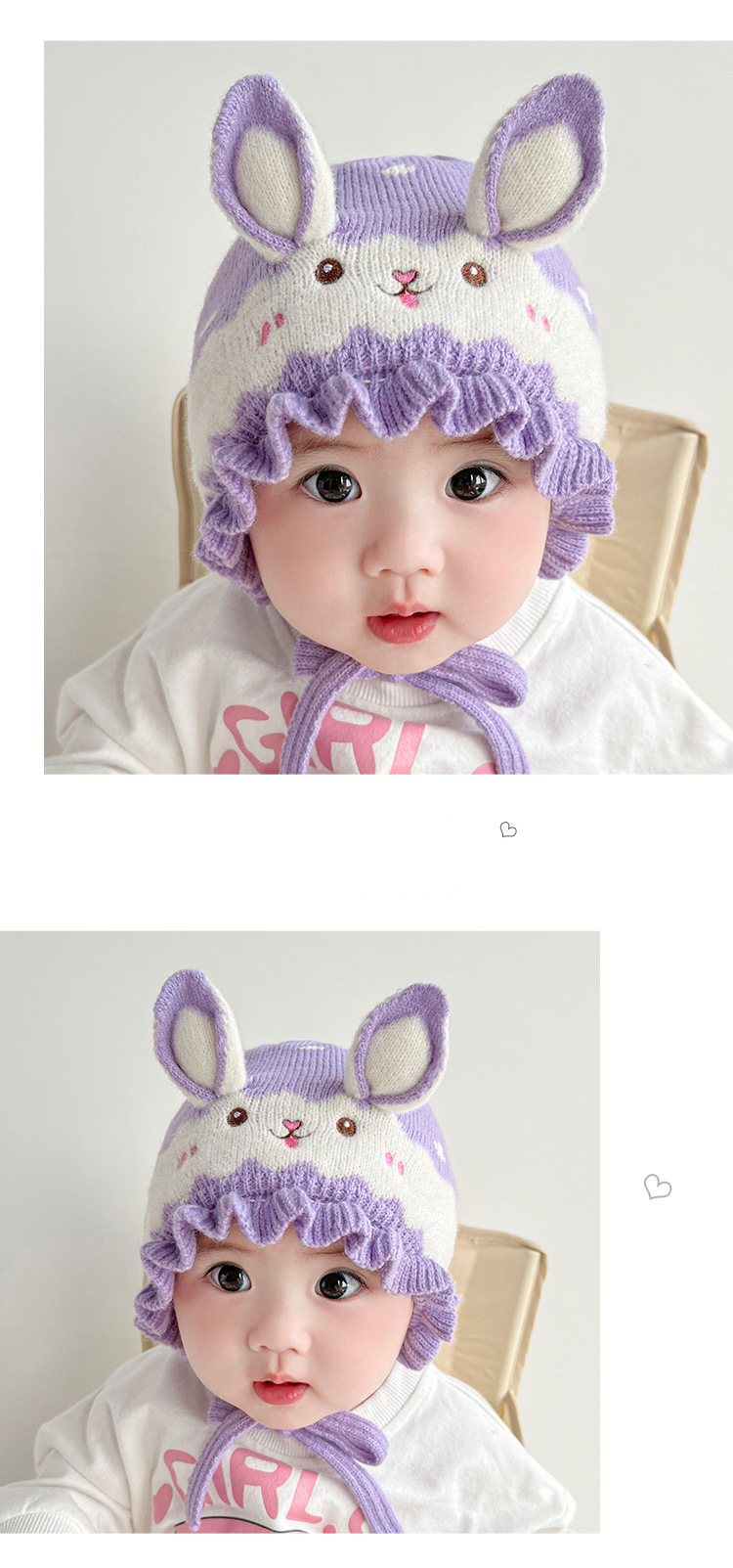 婴儿帽子秋冬款可爱超萌护耳新款男宝宝女童新生儿针织毛线儿童帽详情9