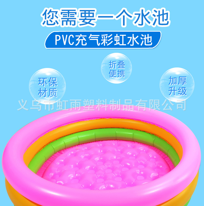 虹雨三环彩虹水池充气儿童游泳池家用沙池户外戏水池圆形洗澡池详情3
