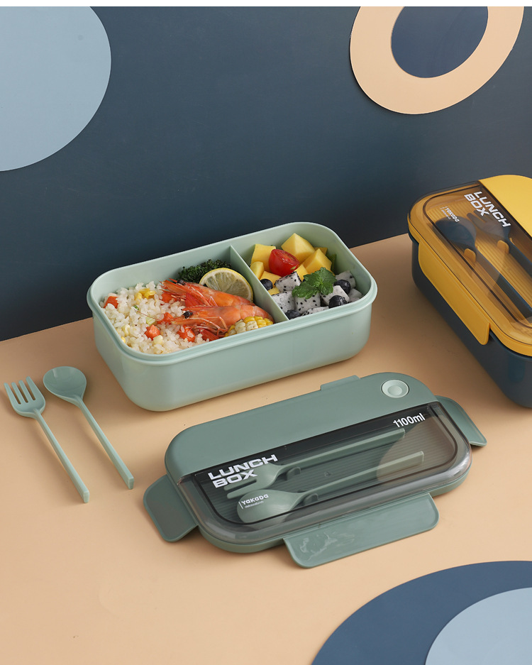 微波炉饭盒大容量lunch box食品级分格日式便当盒午餐带餐具塑料详情14