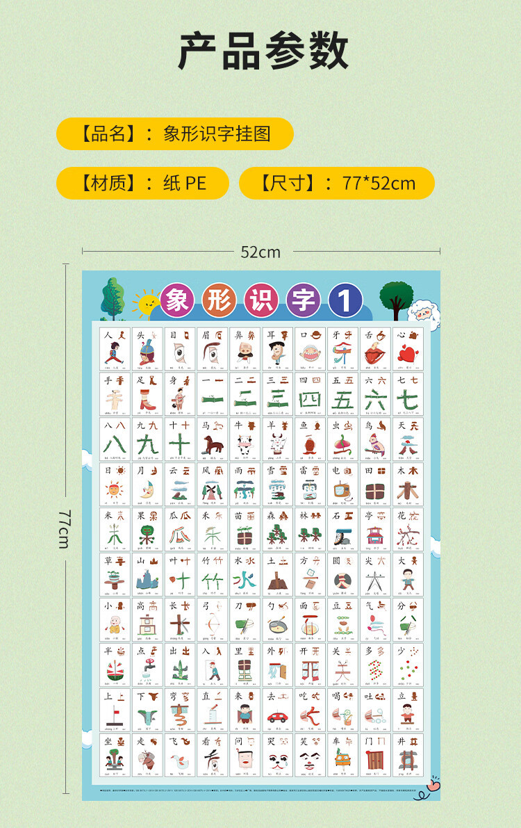 象形识字挂图3-6岁幼儿童宝宝看图启蒙早教认字墙贴挂画批发详情7
