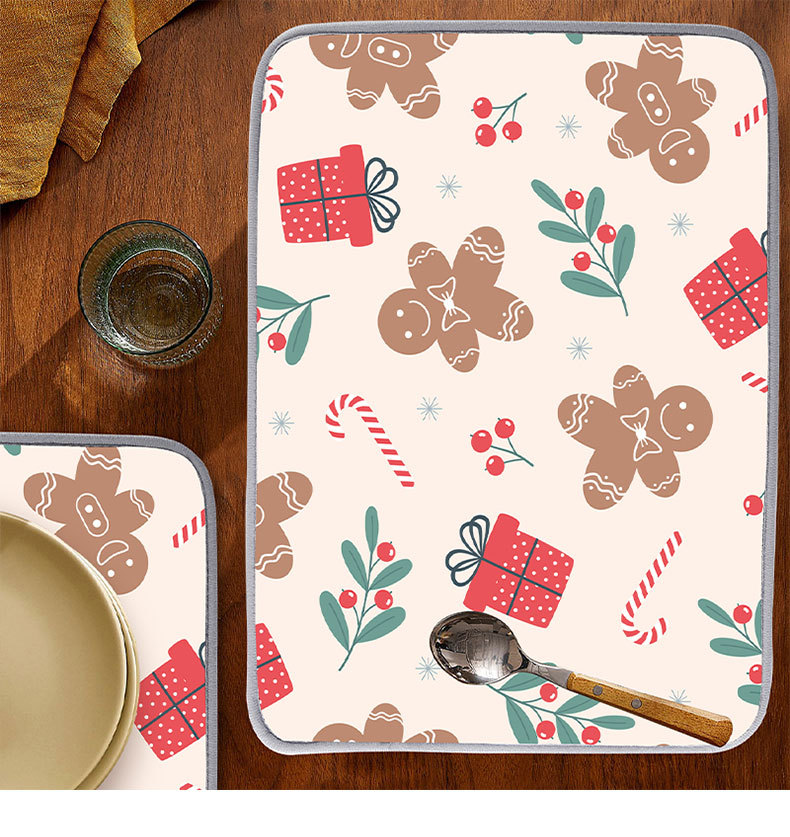 跨境家用圣诞节洗漱台吸水垫餐厅厨房浴室水龙头沥水垫宠物餐垫详情11