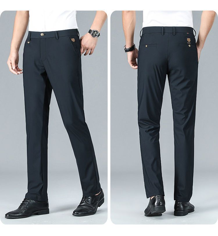 Pantalones de lujo para hombres de verano nuevos pantalones casual para hombres de mediana edad cintura alta corte recto sin plancha anti-arrugas elástico tigre pantalones bordados pic 19