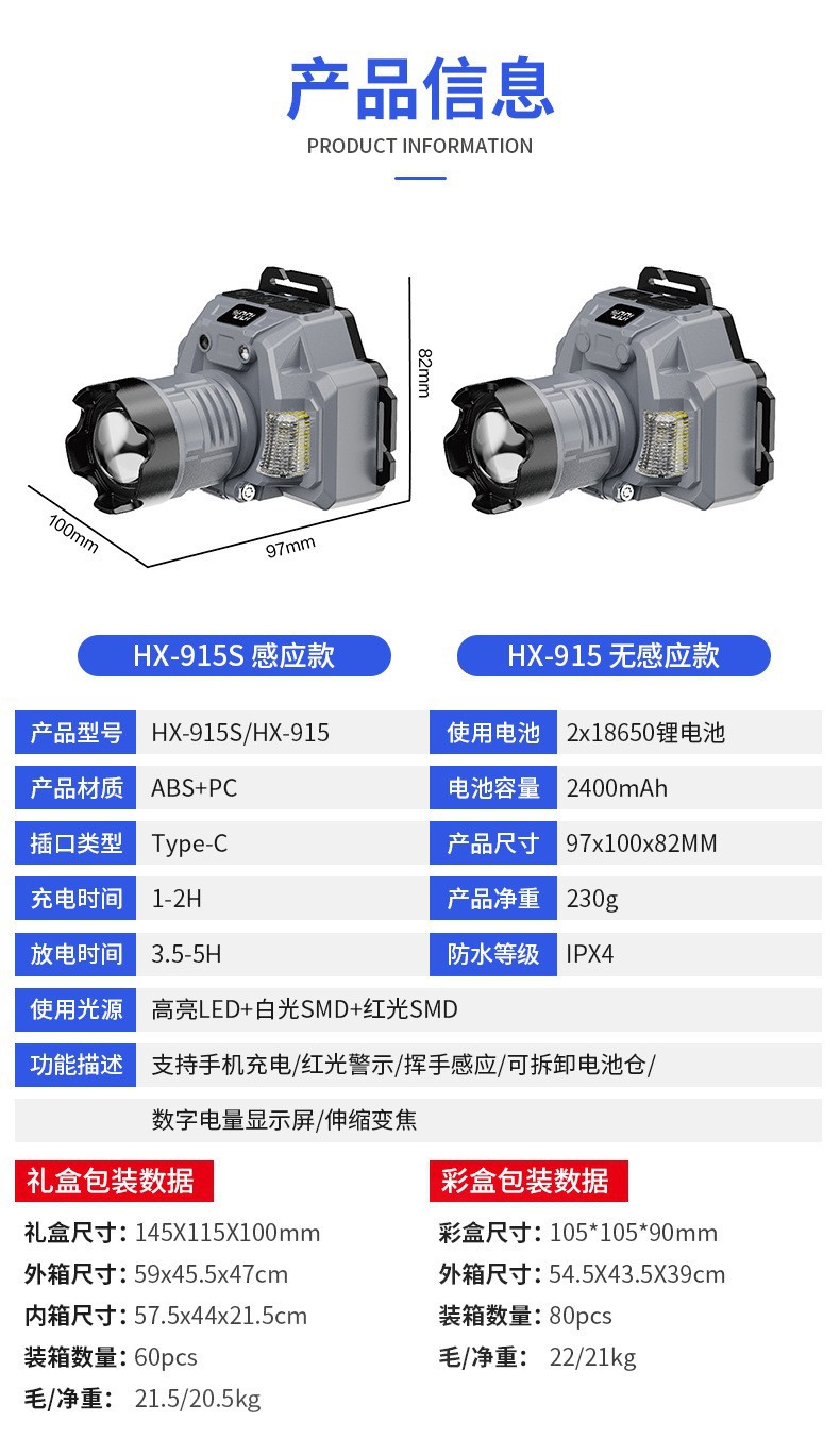 Rechargeable headlamp, high-intensity floodlight, headlamp body, outdoor sports, night running, work flashlight, multi-functional headlamp pic 5