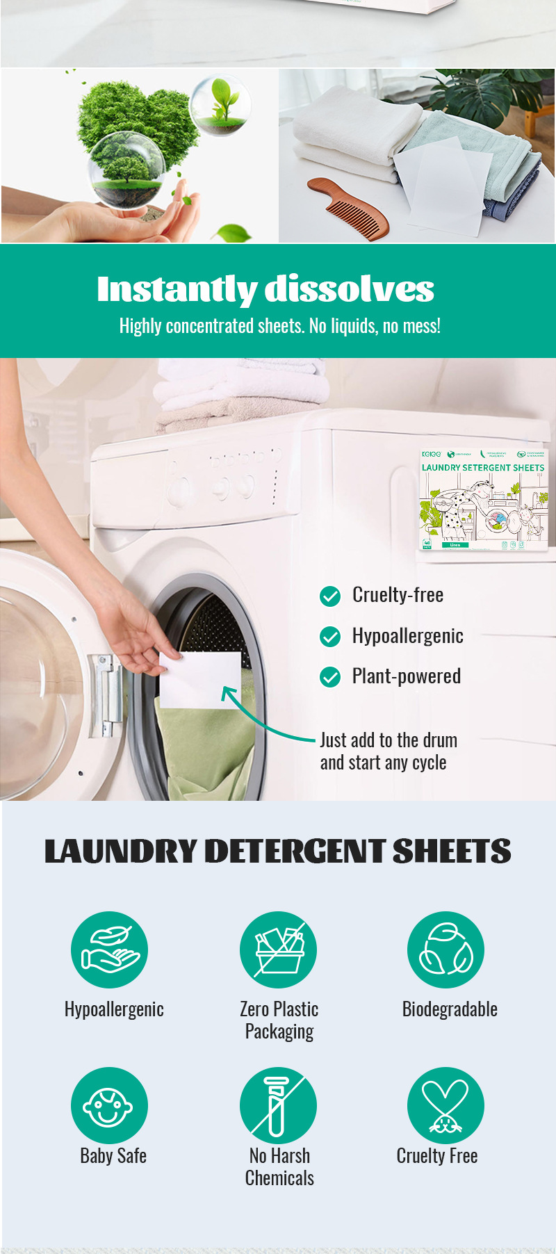 Ultra-concentrated laundry sheets, bubble wrap, portable with super strong decontamination ability, exclusively provided by the source factory for cross-border trade pic 2