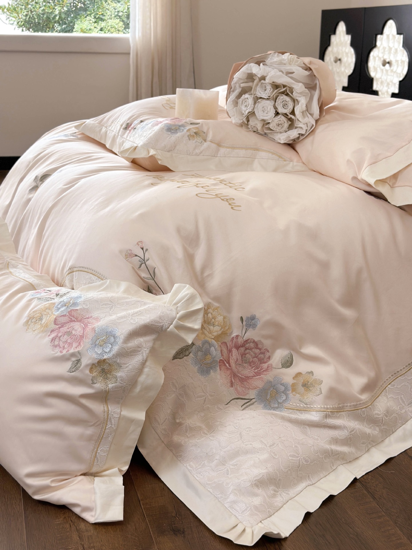 French country-style floral embroidery bedding, high-end feel, Australian cotton pure cotton long-staple cotton four-piece set pic 12