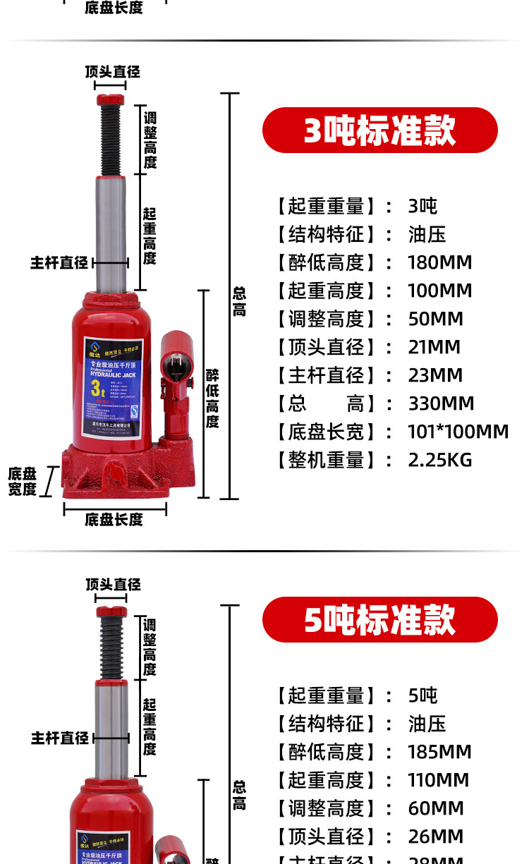Hydraulic vertical 5-ton, 8-ton, 32-ton hydraulic 16-ton, 20-ton, 50t hand-cranked car jacks pic 9