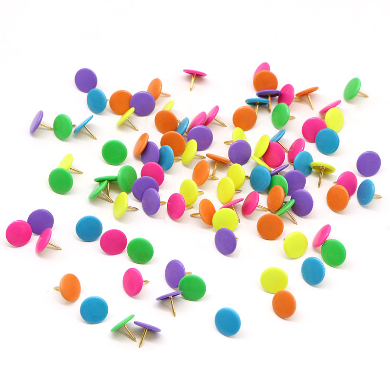 100 PP hanging box sets of color-coated plastic-coated thumbtacks, rubber-coated press nails, stationery nails, cork board wall nails, drawing board thumbtacks pic 6
