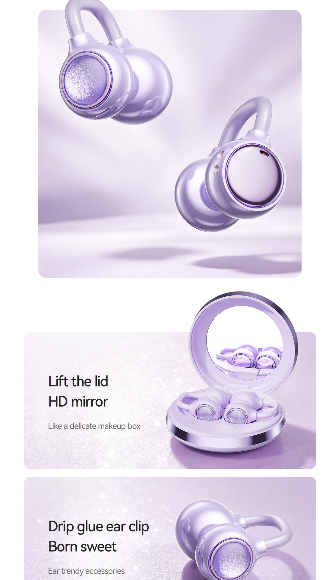 Nueva llegada M181 tipo de clip de oído crossover OWS bola abierta clip de oído auriculares bluetooth segundo cambio maquillaje espejo auriculares inalámbricos pic 7
