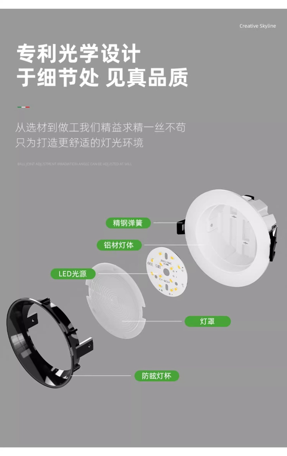 铝材led超薄深杯防眩筒灯嵌入式走廊玄关矮吊顶筒灯酒店工程商用详情14