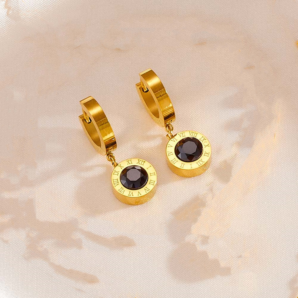 跨境时尚罗马套装不锈钢保色项链手链耳扣简约钛钢不掉色罗马首饰套装详情13