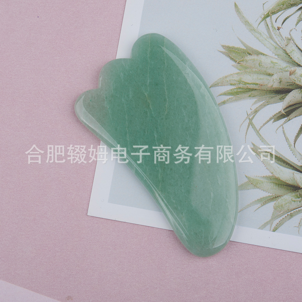 厂家天然粉晶东陵玉石羊角刮痧片脸部按摩淋巴排美容化妆拨筋片详情6