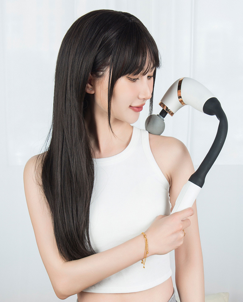 跨境爆款长柄筋膜枪弯头弯头家用健身肌肉颈椎背部全身放松按摩器详情9