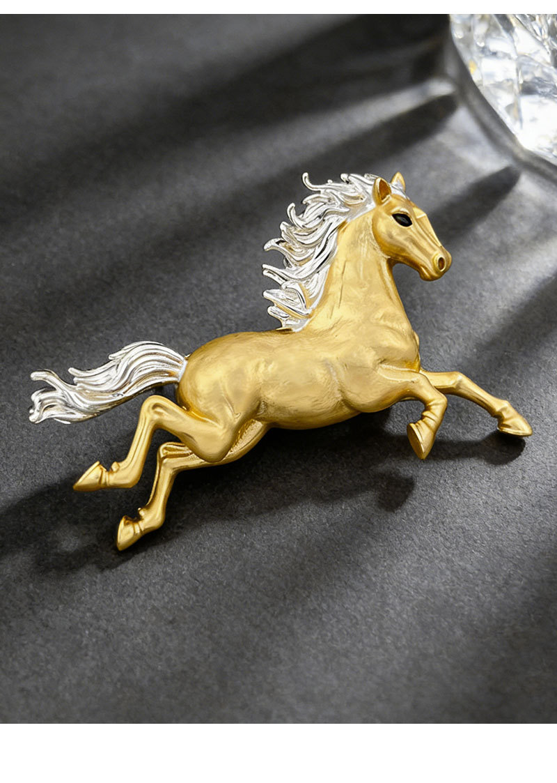 High-end two-color gold three-dimensional horse brooch, good luck for the New Year immediately, zodiac horse brooch gift, perfect choice for both men and women pic 15