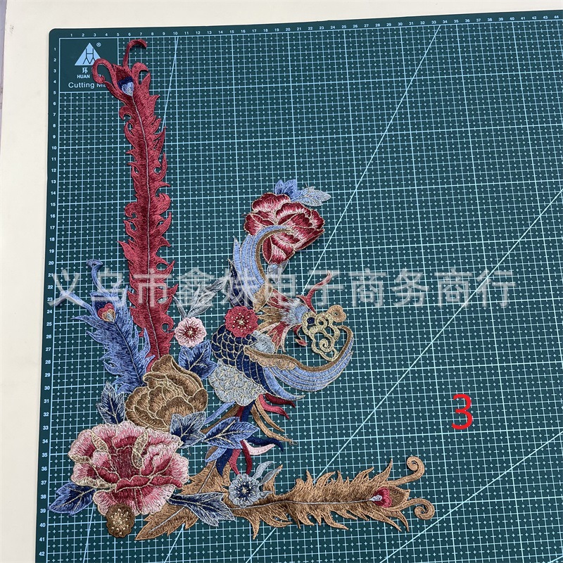 Large-sized water-soluble phoenix flower-and-bird fabric patch ethnic style cheongsam embroidery patch applique clothing accessories pic 4