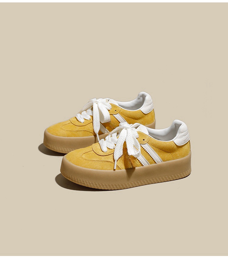 厚底拼色德训鞋女2025新款小个子增高百搭平底系带运动休闲阿甘鞋详情31