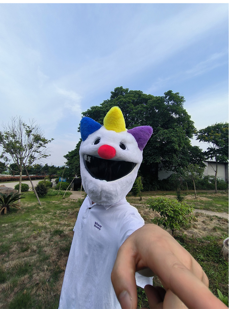 Cross-border full helmet, hood, plush protective cover, evil clown, funny cartoon, big eyes, street rage, warm mask removal pic 11