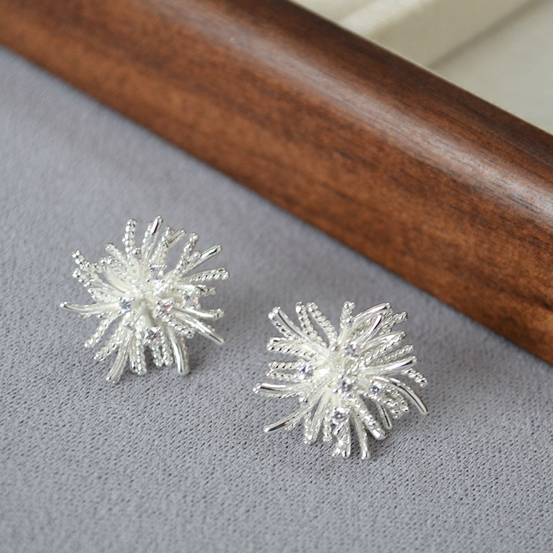 欧美小众设计复古立体璀璨烟花轻奢高级感925银针个性耳钉耳饰女详情1