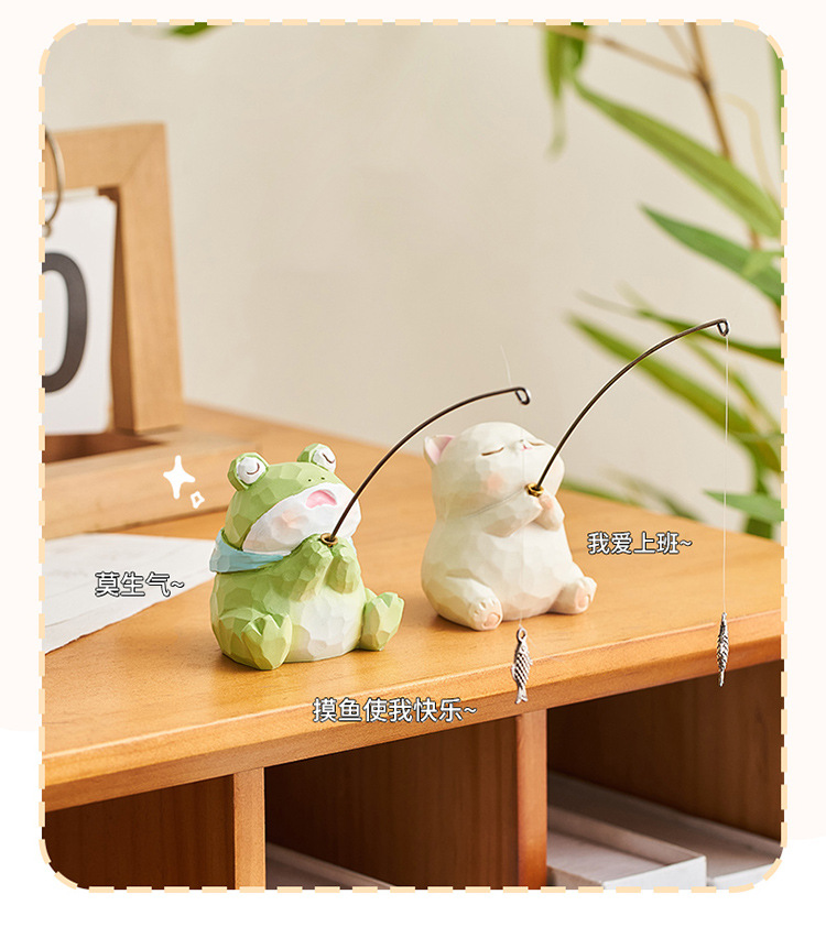 Squinting animal fishing ornaments, desk atmosphere decoration, computer monitor ornaments, small gifts for good luck when coming ashore pic 4