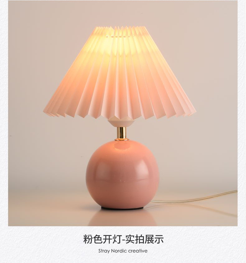 Creative pleated girl bedroom night light, Nordic Instagram-themed ceramic decorative bedside lamp pic 21