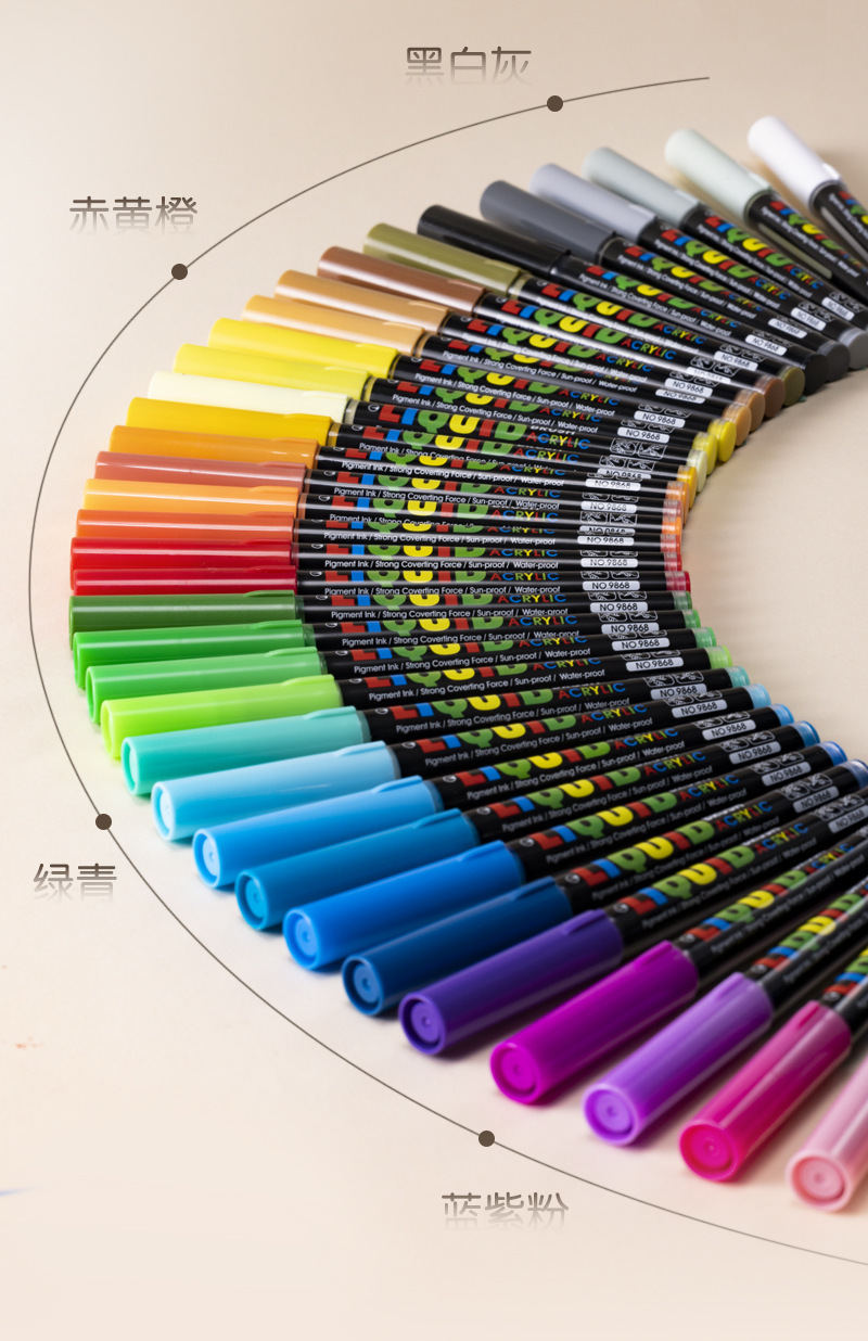 Tianhui Cross-border Direct liquid Acrylic Marker Pen wholesale Round rod ink Control Brush Student Soft Head Painting Watercolor pen pic 14