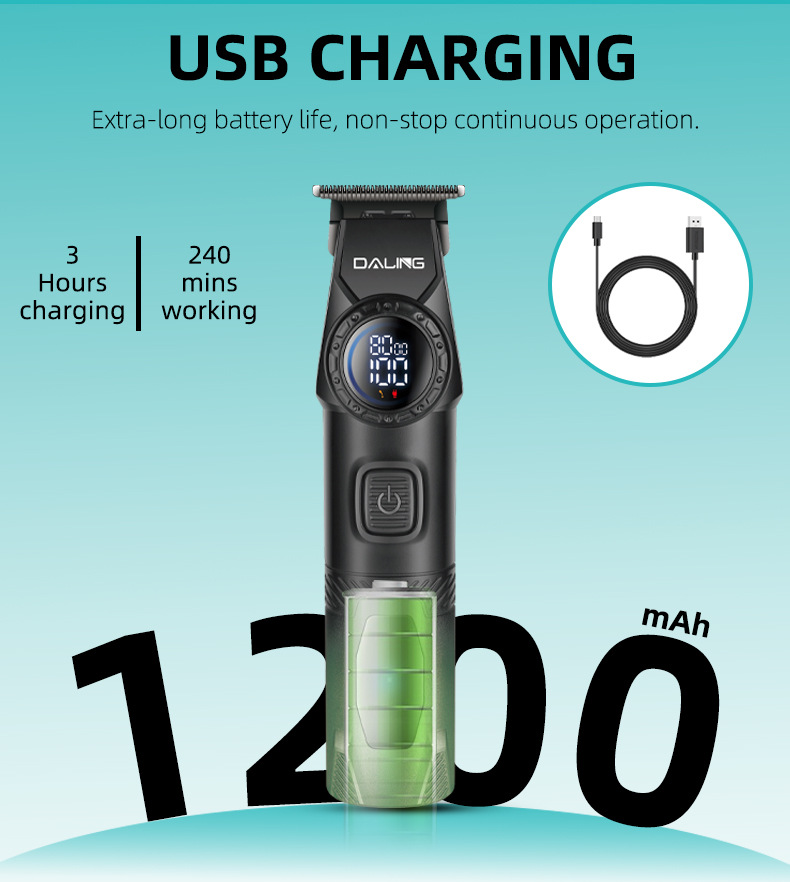 DALING darling 1975 retro cabeza de aceite corte de pelo degradado pantalla digital pusher pusher eléctrico grabado USB peluquería pic 8