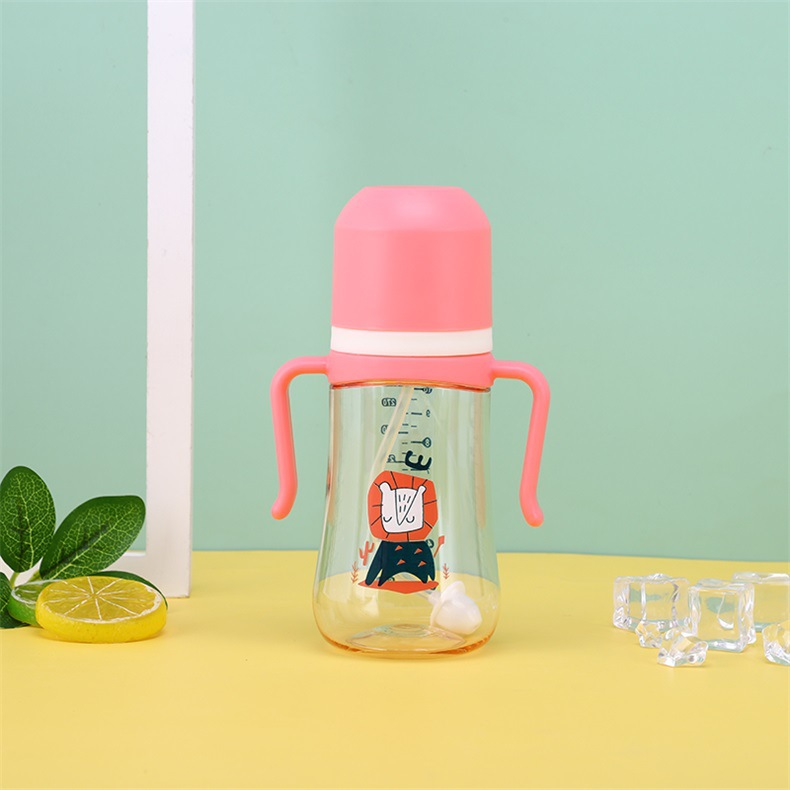 Custom nuevo estilo amplio de calibre doble mango recto con mango para bebés y niños dibujos animados dinosaurio botella antiatragantamiento pajita taza de agua pic 8