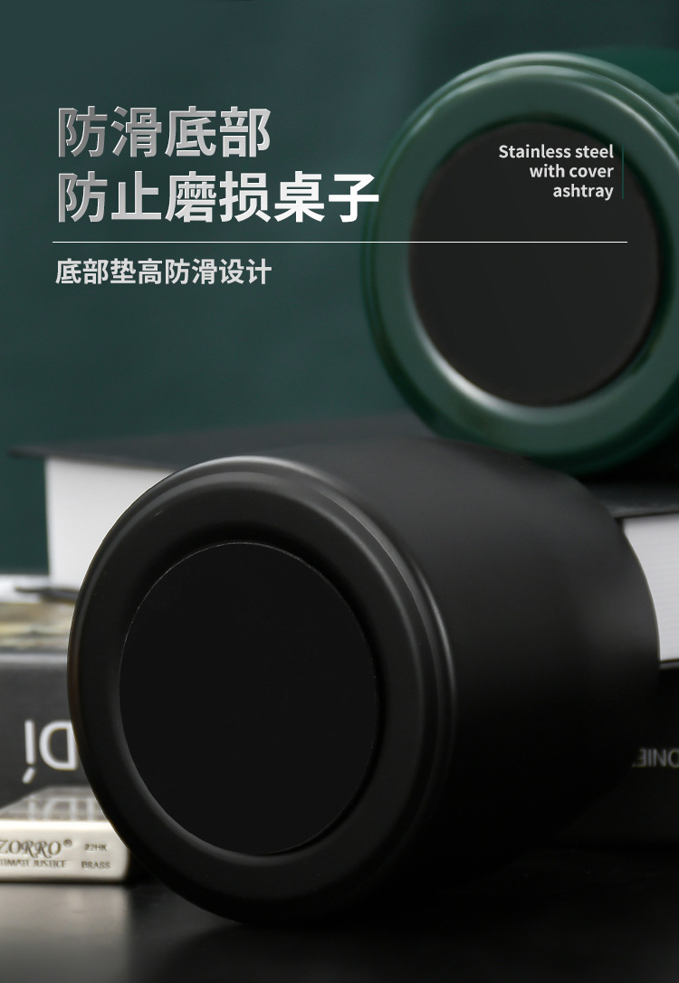 创意不锈钢带盖烟灰缸加厚防风家用酒店餐厅礼品ktv广告logo批发详情13