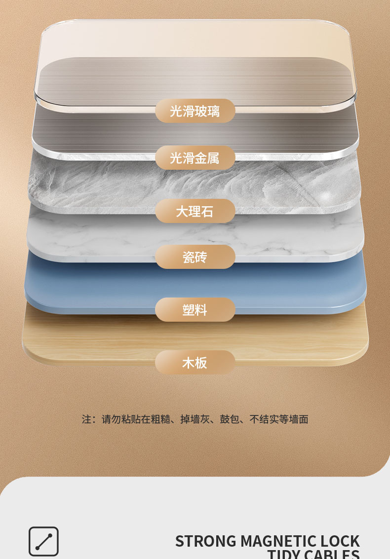 跨境爆款磁吸理线器桌面数据线理线器固线夹走线集线手机线收纳扣详情6