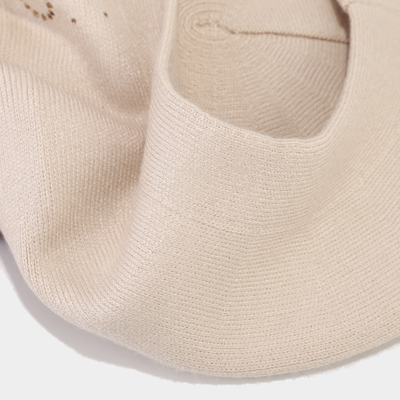 French retro rhinestone flower-patterned knitted bud hat, artistic, fresh and fashionable painter hat, autumn and winter beret pic 7