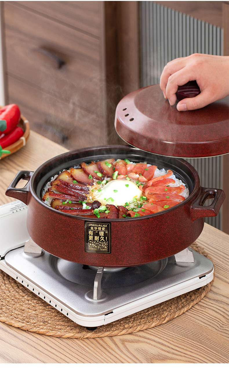 Jinhua lithium porcelain clay pot soup pot, high-temperature resistant 煲仔饭 dry-burning non-cracking rice noodle pot, household red ceramic stew pot pic 12