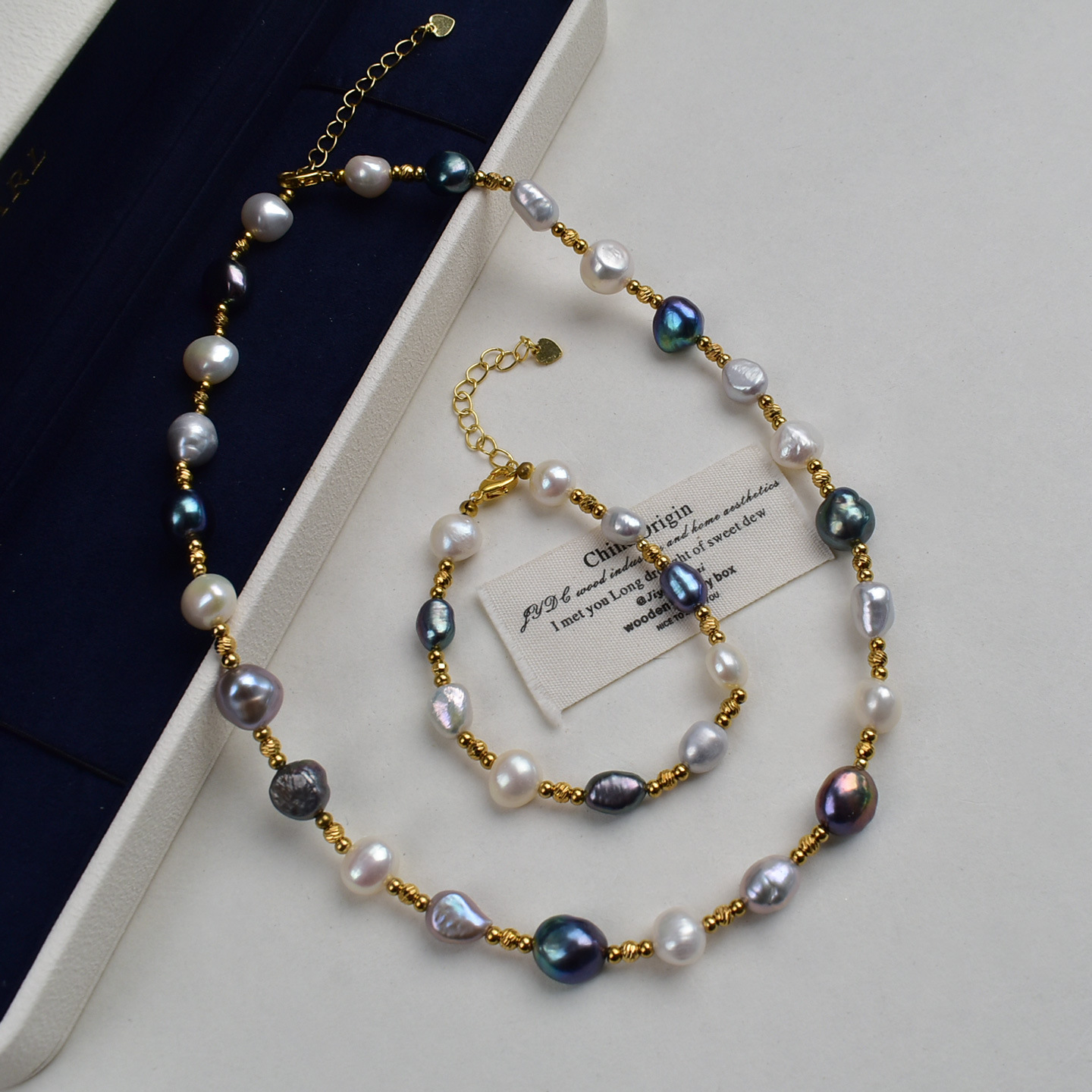 天然淡水珍珠饰品套装925银高品质巴洛克异形珍珠项链手链批发详情10