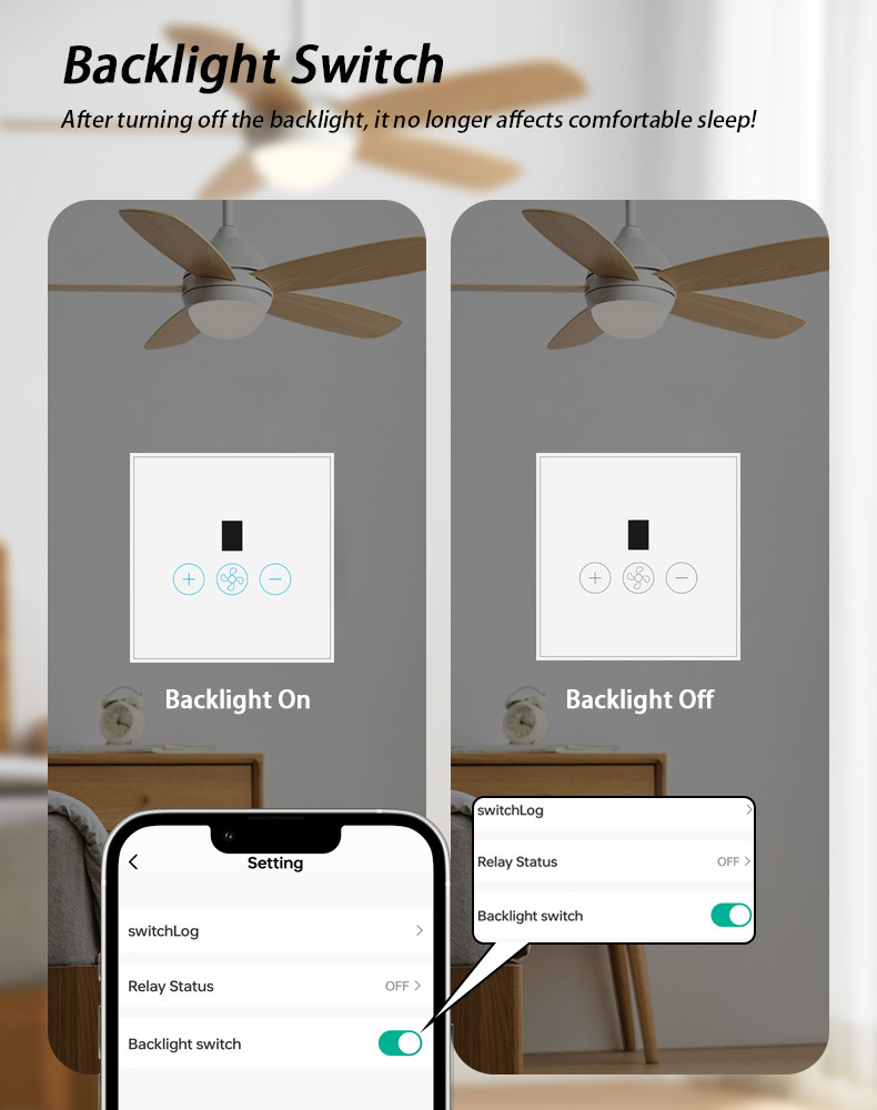 Tuya smart switch, European standard smart switch, European standard fan switch, WIFI fan switch pic 8