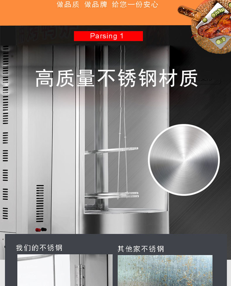 Commercial electric chicken roasting oven, 3-stick, 6-stick, 9-stick stainless steel gas automatic rotating roast duck oven, fish and meat roasting electric oven pic 4
