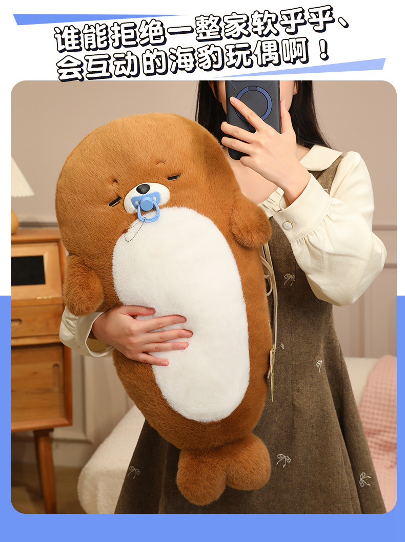 Cute Seal Family story plush toy, bed sleeping pillow, stuffed pillow, birthday present pic 9