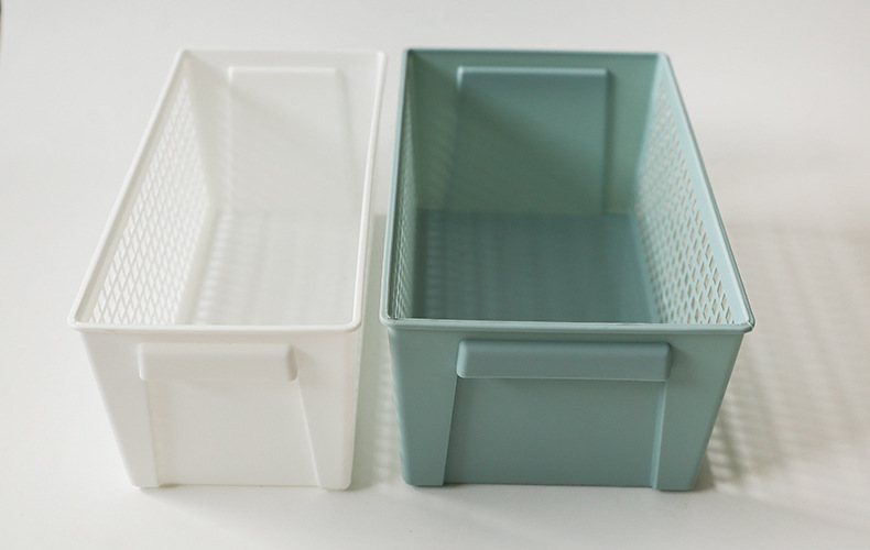 Simple desktop storage basket, large-capacity snack storage, hollowed-out rectangular miscellaneous items, multi-scenario handle storage basket pic 1