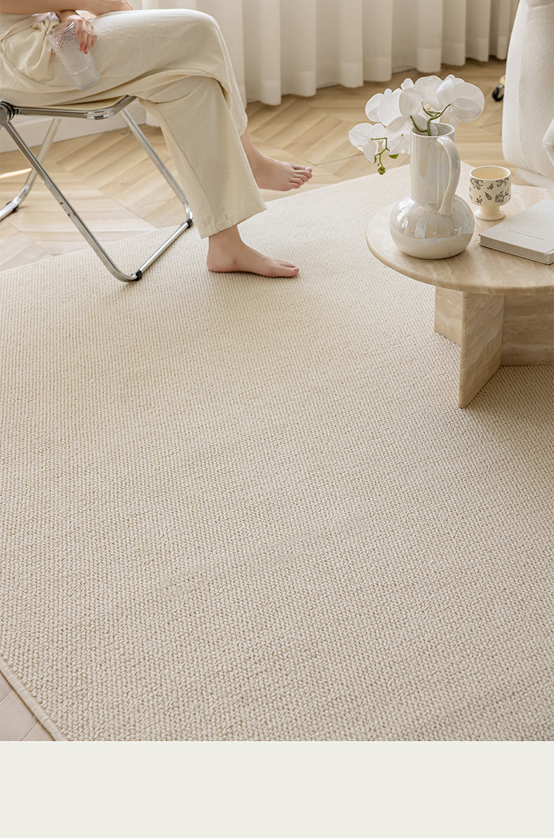 Cream-style solid-color bed carpet for the bedroom, imitation fencing to prevent cat scratches, photo studio, soundproof, thickened woven floor mat pic 6