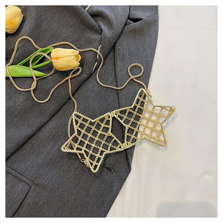 跨境2024夏新款小香风镂空金属星星包晚宴包单肩斜挎气质链条女包详情46