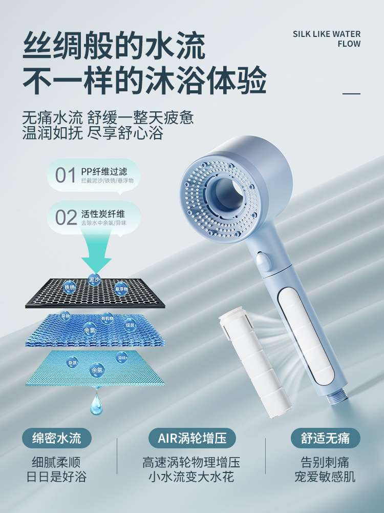 跨境镂空加压手持花洒戴喷强劲增压花洒喷头浴室洗澡过滤淋浴喷头详情24