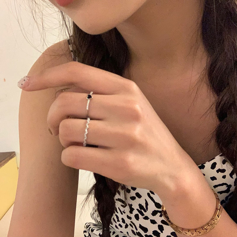 韩系ins高级爱心戒指女小众设计轻奢百搭冷淡风开口可调节食指戒详情4
