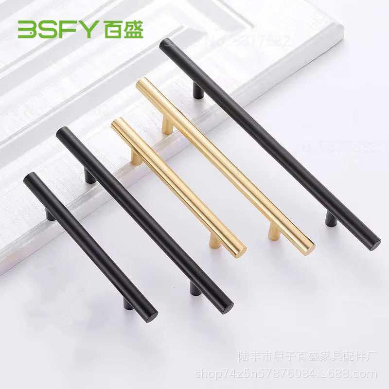 Stainless steel handles, cabinets, wardrobes, door handles, hollow handles, drawers, golden T-shaped single-hole small handles, T-shaped pic 5