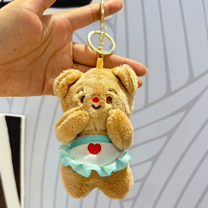 网红卡通黄油小熊毛绒玩具公仔儿童学生包包钥匙扣娃娃小玩偶挂件详情10