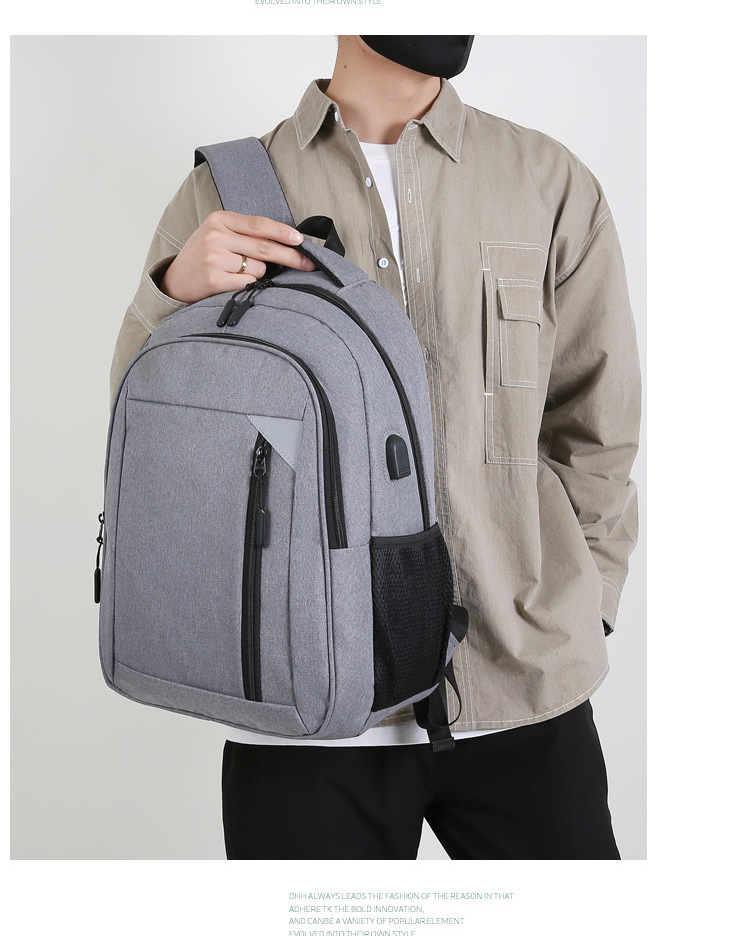 Wholesale 2023 New business double backpack, wear-resistant, water-repellent, large-capacity travel computer bag, casual, fashionable and simple pic 23