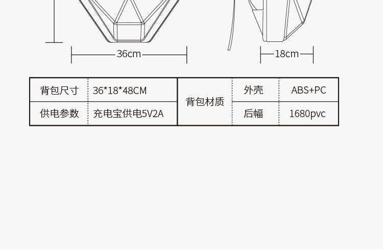 LED BACKPACK背包LED发光骑行机车头盔包防水蓝牙手机APP设置眼睛详情18