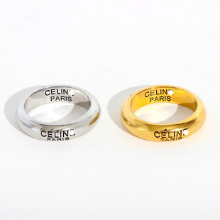 赛家CEL素圈指环女男冷淡风镂空字母戒指欧美百搭镀18K金情侣对戒详情20
