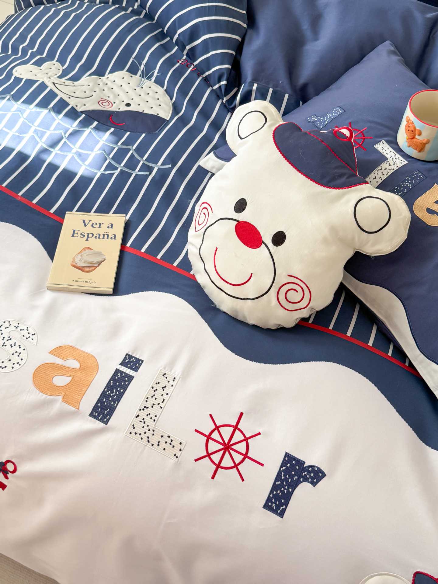 Four-piece set of washed cotton for boys and children, three-dimensional embroidered cartoon bed sheets and bedding pic 8
