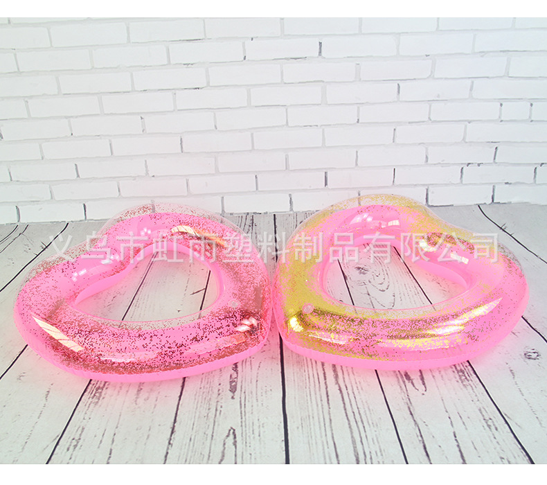 虹雨 亮片心型游泳圈批发大号成人爱心泳圈网红半透明心形游泳圈 pic 11