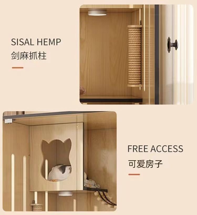 Cat villa, household cat cage, indoor cat house, cat shed, cat bed, cat cabinet, luxury cat house, cat bed, wooden cage pic 11